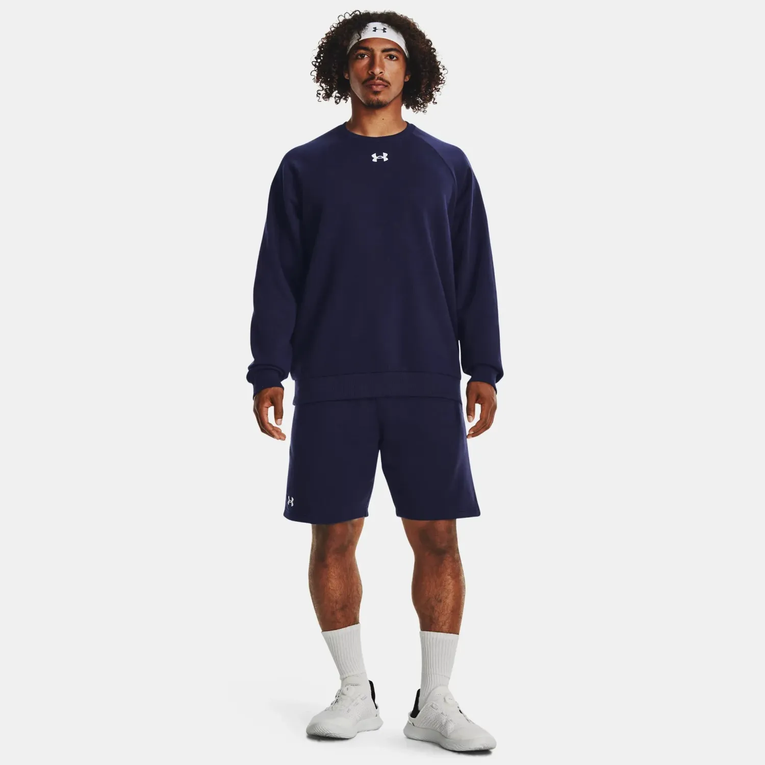Polera Under Armour Training Hombre Rival Fleece Crew color azul | Platanitos