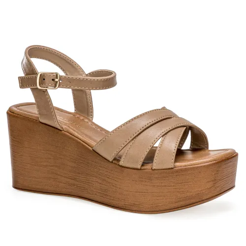 Platanitos Beige de Mujer modelo Sandalia Dama Sw Cruz sintéticos mujer 2025051915003103482 Sintético Sintético