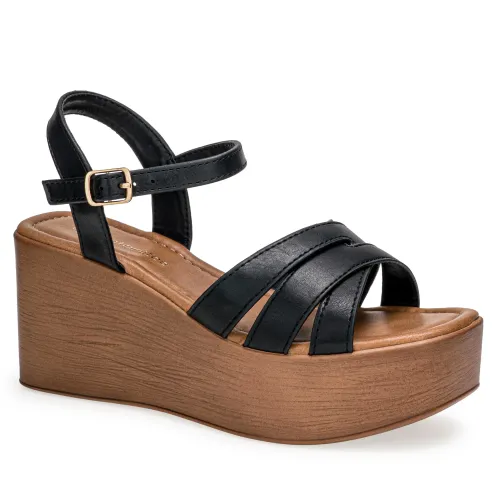 Platanitos Negro de Mujer modelo Sandalia Dama Sw Cruz negros sintéticos mujer 2025051915003103500 Sintético Sintético