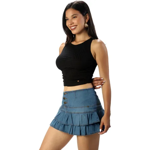 FORDAN JEANS Falda Short Mujer 3918 Con Bobos
