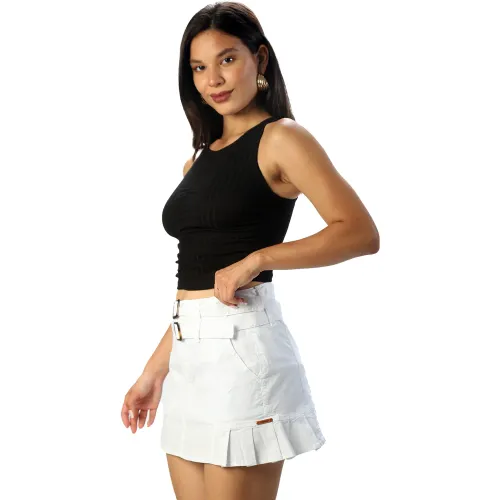 FORDAN JEANS Falda Short Mujer 3898 Con Doble Correa