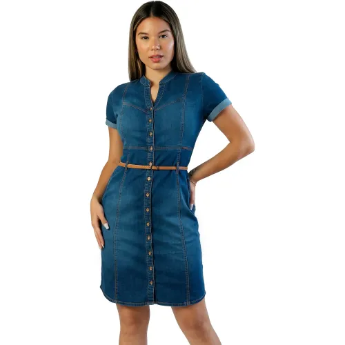 FORDAN JEANS Vestido Mujer 3895 Cuello Neru Manga Corta