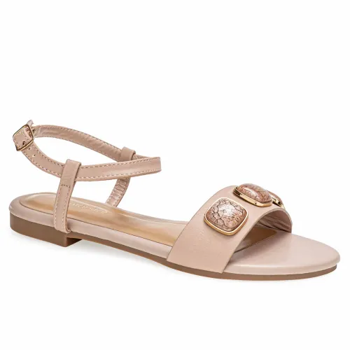 Platanitos Beige de Mujer modelo Sandalia Dama Sf Mildred pieles sintéticos mujer 2025052619352631809 Sintético Sintético