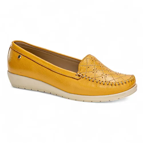 KAMINATA  de Mujer modelo Mocasin Cuero Mujer Kaminata Km-002 mostazas  mujer 2025060916200321807 Badana PU