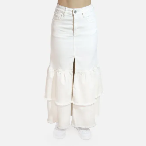 Mujer COTTONS JEANS Marfil Maxifalda Mujer Sefora