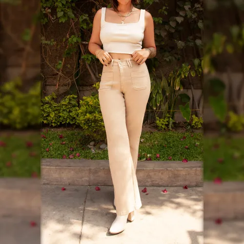 COTTONS JEANS Beige de Mujer modelo Pantalon Flare Mujer Luana beiges mujer 2025072422001664899  