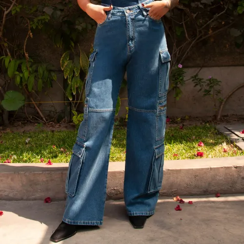 Mujer COTTONS JEANS Azul Jean Loose Straight Mujer Estefani