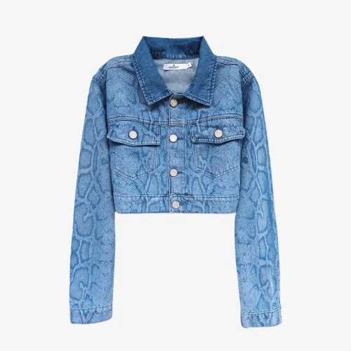 Mujer COTTONS JEANS Celeste Casaca Crop Mujer Mariana