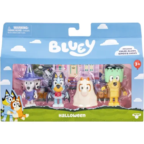 BLUEY Pack X4 Figuras S11 Bluey Y Amigos Halloween