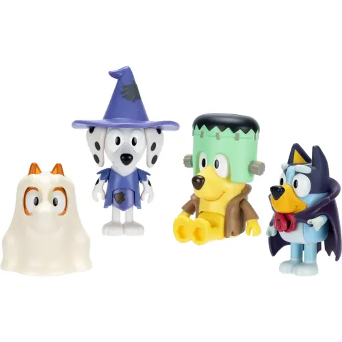 BLUEY Pack X4 Figuras S11 Bluey Y Amigos Halloween