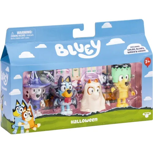 BLUEY Pack X4 Figuras S11 Bluey Y Amigos Halloween