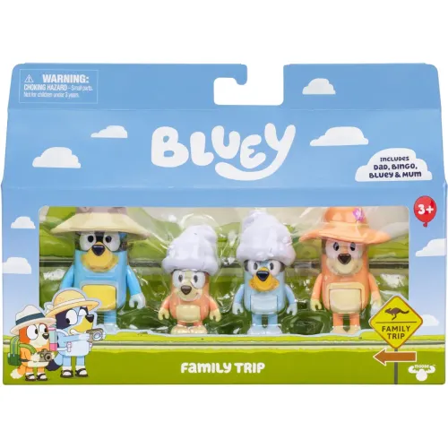 BLUEY Pack X4 Figuras S11 Bluey Viaje Familiar