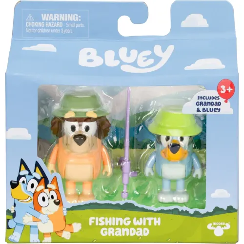 BLUEY Pack X2 Figuras Serie 11 Bluey Pesca Con El Abuelito