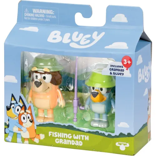BLUEY Pack X2 Figuras Serie 11 Bluey Pesca Con El Abuelito