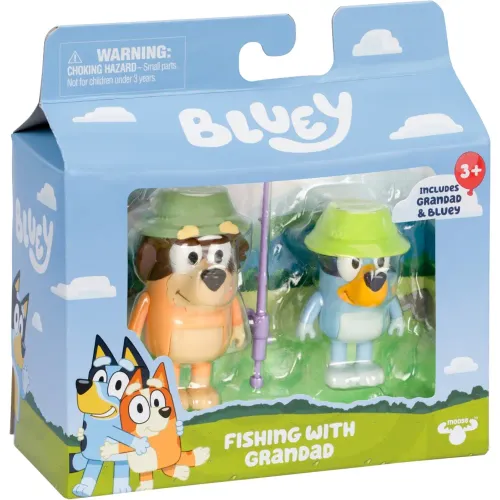 BLUEY Pack X2 Figuras Serie 11 Bluey Pesca Con El Abuelito