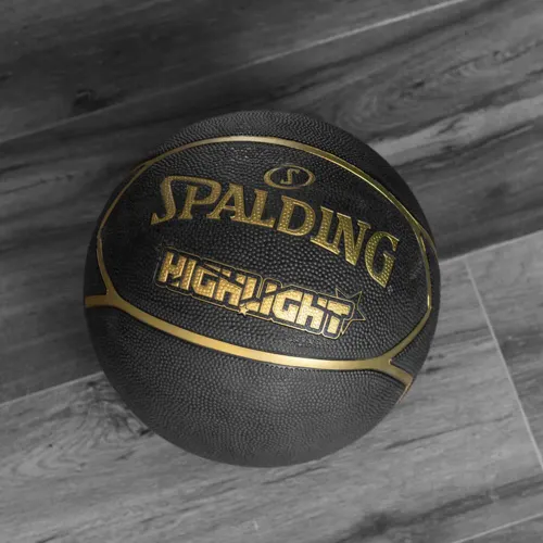 SPALDING Pelota De Basquet Unisex Highlight Black Gold Sz7 Rub