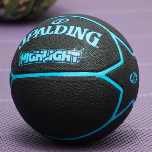 SPALDING Pelota De Basquet Unisex Highlight Black Blue Sz7 Rub