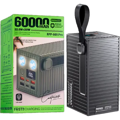 REMAX Cargador Portatil Power Bank 60000mah Rpp-609  Pro Pd+qc 20w+22.5w