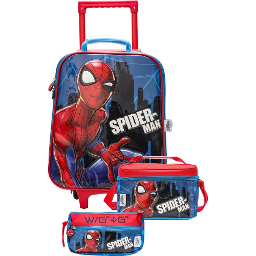 Spiderman Rojo de Niña / Niño modelo Set Mochila Con Ruedas + Lonchera + Cartuchera Spiderman Mod4 rojos rojas roja azules niña 2025080722301120399  