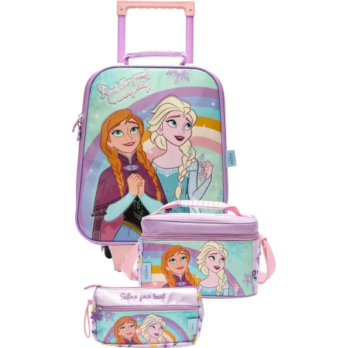 Frozen  de Niña / Niño modelo Set Mochila Con Ruedas + Lonchera + Cartuchera Frozen Mod1 lilas celestes niña 2025080722301120408  