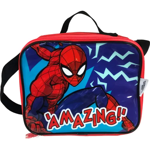 Spiderman Set Mochila Con Ruedas + Lonchera + Cartuchera Spiderman Mod1