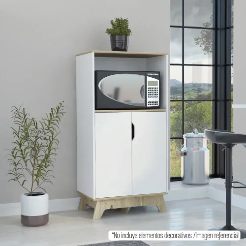 TUHOME Mueble Microondas Bajo Bi-Color 2 Puertas