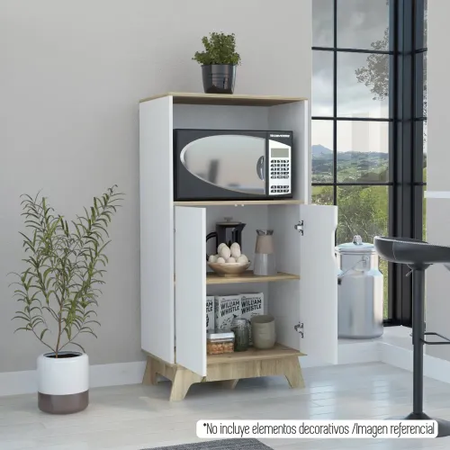 TUHOME Mueble Microondas Bajo Bi-Color 2 Puertas