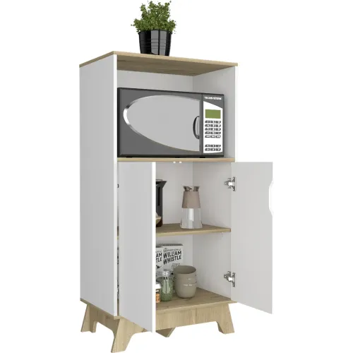 TUHOME Mueble Microondas Bajo Bi-Color 2 Puertas