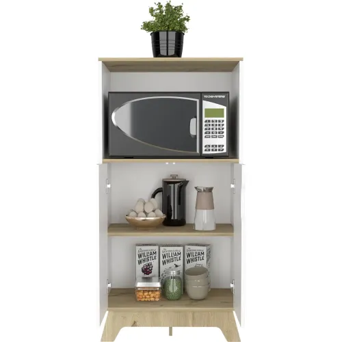 TUHOME Mueble Microondas Bajo Bi-Color 2 Puertas