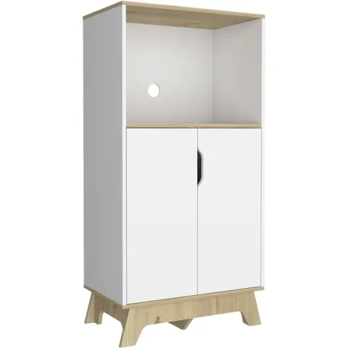 TUHOME Mueble Microondas Bajo Bi-Color 2 Puertas