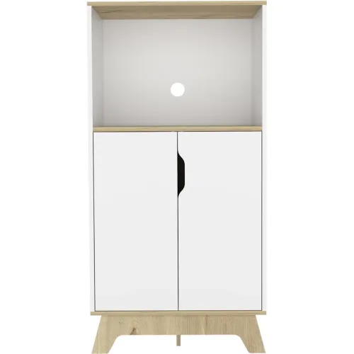TUHOME Mueble Microondas Bajo Bi-Color 2 Puertas