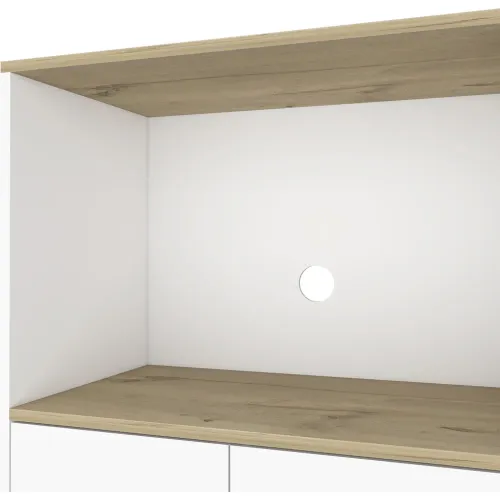 TUHOME Mueble Microondas Bajo Bi-Color 2 Puertas