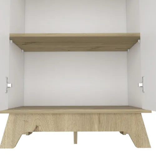 TUHOME Mueble Microondas Bajo Bi-Color 2 Puertas