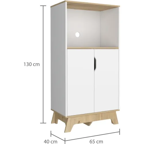 TUHOME Mueble Microondas Bajo Bi-Color 2 Puertas
