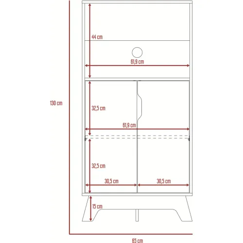 TUHOME Mueble Microondas Bajo Bi-Color 2 Puertas