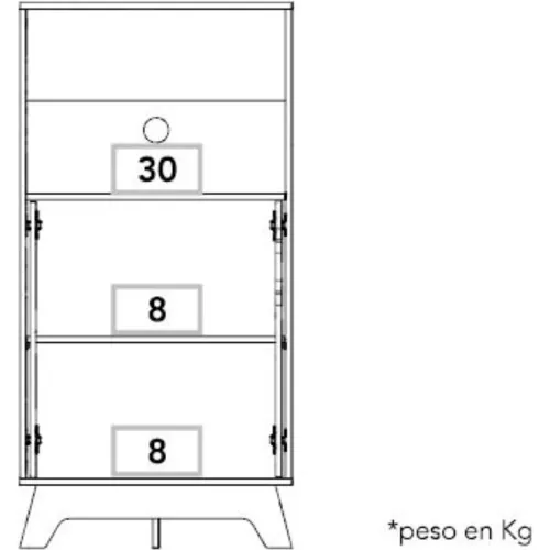 TUHOME Mueble Microondas Bajo Bi-Color 2 Puertas