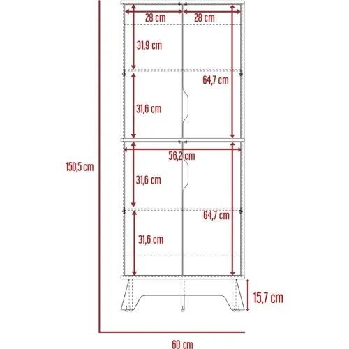 TUHOME Alacena De Cocina Bi-Color 4 Puertas