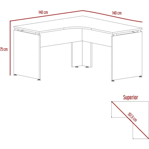 TUHOME Escritorio L-140 Home Office