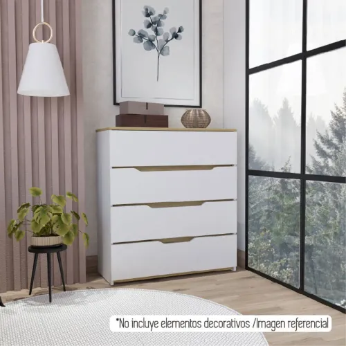 TUHOME Comoda Z-80 Bi-Color 4 Cajones