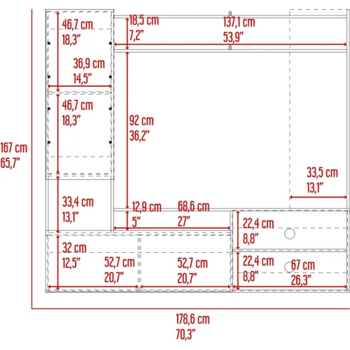 TUHOME Estante Tv70 Nolic 2 Puertas