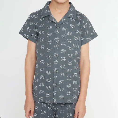 Kayser Pijama Short Niños Abotonado 74.819-Gri