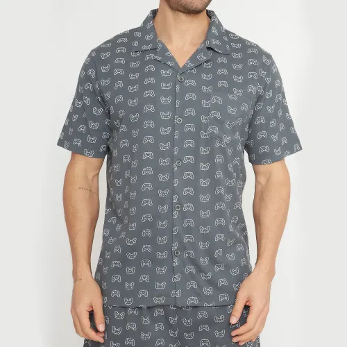 Kayser Pijama Short Abotonado Hombre 77.819-Gri