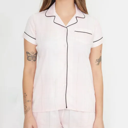 Kayser Pijama Short Mujer Abotonado + Antifaz Mujer 70.1111-Ros