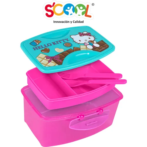 Scool  modelo Taper 1.1 Lt Con División Y Cubiertos Hello Kitty 2025081419571455850  