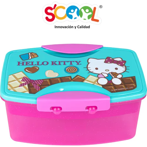 Scool Taper 1.1 Lt Con División Y Cubiertos Hello Kitty