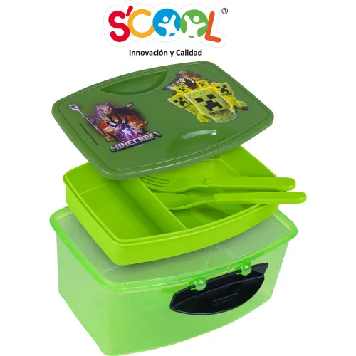 Scool Taper 1.1 Lt Con División Y Cubiertos Minecraft