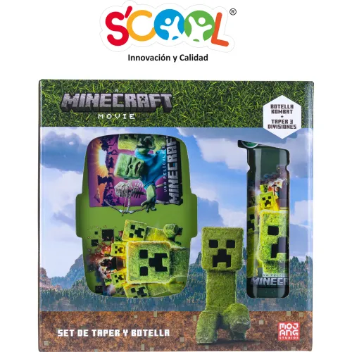 Scool Set Regalo Pp Botella + Taper Minecraft