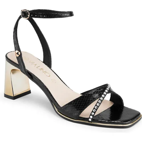 VIA UNO Negro de Mujer modelo Sandalia Fiesta Mujer 18f696-22 negros mujer 2025082703465482282 Cuero Caucho