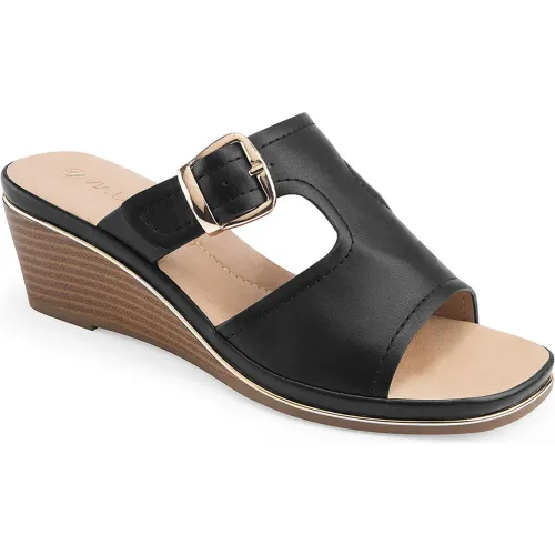 VIA UNO Negro de Mujer modelo Sandalia Cuña Mujer Pl526 negros mujer 2025082703465483062 Cuero Caucho
