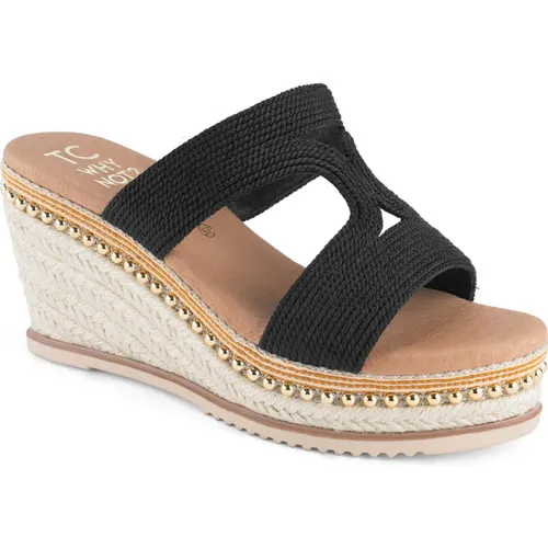 TIME CHOPPER  de Mujer modelo Sandalia Cuña Mujer 6w9304-6 blacks mujer 2025082703465483782 Cuero Caucho